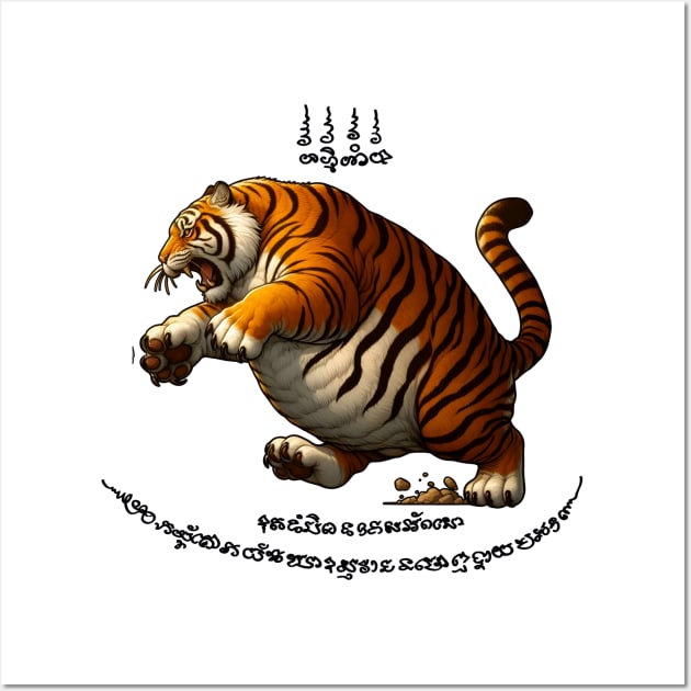 Thai Tattoo Parody "Sak Yant Tiger" Wall Art by Rawlifegraphic